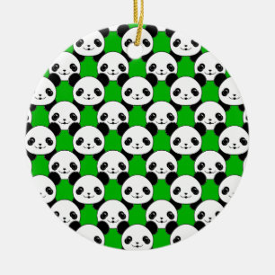 Kawaii Panda Beer Pattern Keramisch Ornament