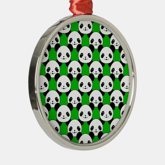 Kawaii Panda Beer Pattern Metalen Ornament (Rechts)