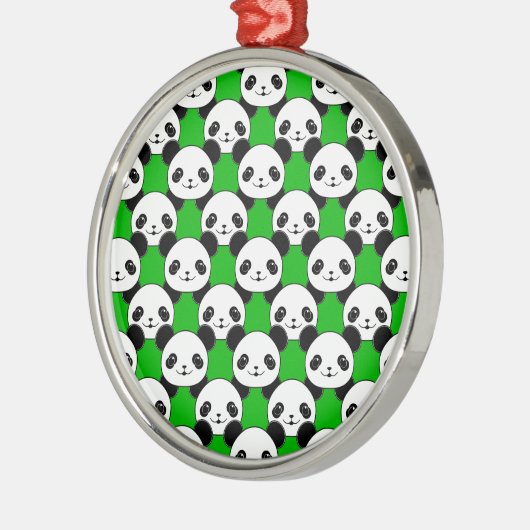 Kawaii Panda Beer Pattern Metalen Ornament (Links)