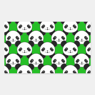Kawaii Panda Beer Pattern Rechthoekige Sticker