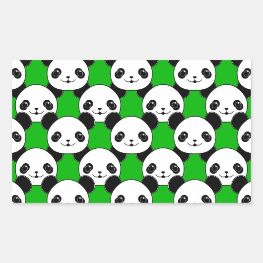 Kawaii Panda Beer Pattern Rechthoekige Sticker (Voorkant)