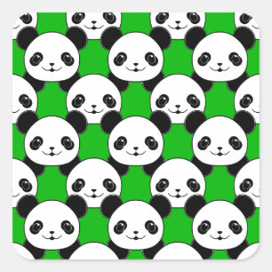 Kawaii Panda Beer Pattern Vierkante Sticker
