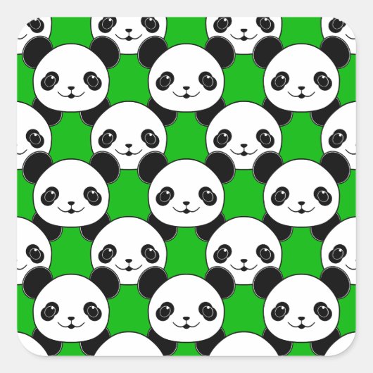 Kawaii Panda Beer Pattern Vierkante Sticker (Voorkant)
