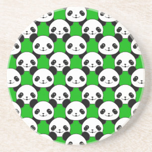 Kawaii Panda Beer Pattern Zandsteen Onderzetter