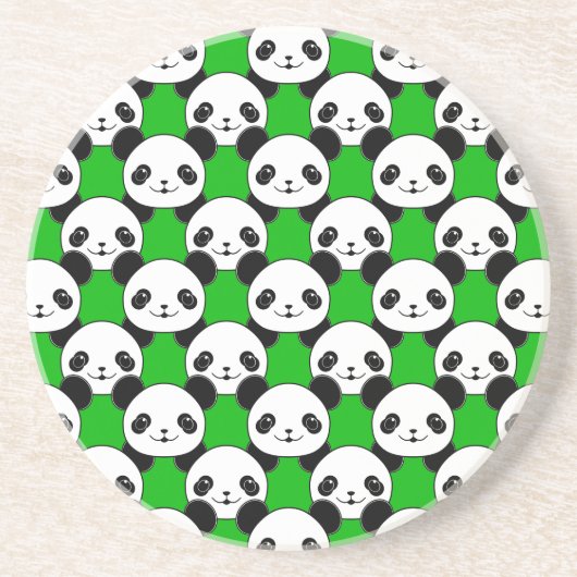 Kawaii Panda Beer Pattern Zandsteen Onderzetter (Voorkant)
