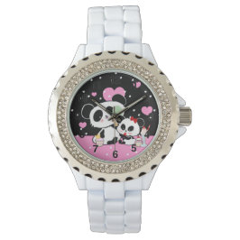 Kawaii Panda Beer Picknick Moeder Dochter van Leah Horloge
