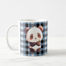 Kawaii Panda Blauw Buffalo Geruit Koffiemok Cadeau