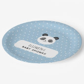 Kawaii Panda Blue Boy Polka Dots Baby shower Papieren Bordje (Gekanteld)