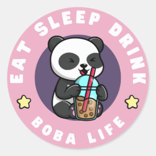 Kawaii Panda Boba Tea   Bubble Tea Addict Ronde Sticker