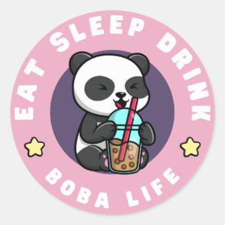 Kawaii Panda Boba Tea | Bubble Tea Addict Ronde Sticker