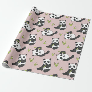 Kawaii Panda Cartoon Animal Pattern Cute Summer Cadeaupapier