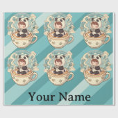 Kawaii Panda Coffee Gift Wrap Paper Cadeaupapier (Vlak)