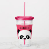 Kawaii Panda Cute Kinder roze gepersonaliseerd Acryl Drinkbeker (Voorkant)