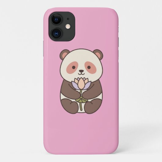 Kawaii Panda — Cute Panda with Lotus on pink Case-Mate iPhone Case (Achterkant)