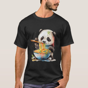 Kawaii Panda Eating Ra Noodles Otaku Waterverf T-shirt