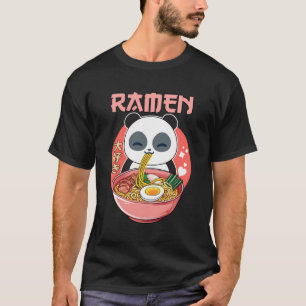 Kawaii Panda Eating Ramen Noodles Schattige Anime  T-shirt
