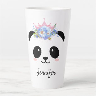 Kawaii panda een schattige koningin met als person latte mok
