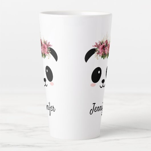 Kawaii panda een schattige koningin met als person latte mok (Voorkant)