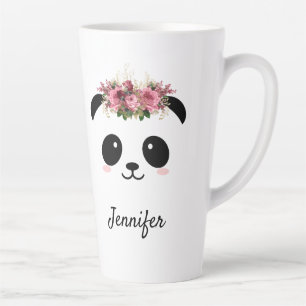 Kawaii panda een schattige koningin met als person latte mok