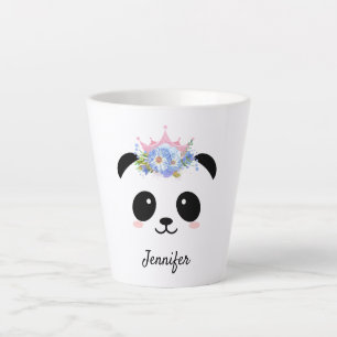 Kawaii panda een schattige koningin van de bloemen latte mok