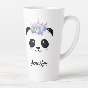 Kawaii panda een schattige koningin van de bloemen latte mok