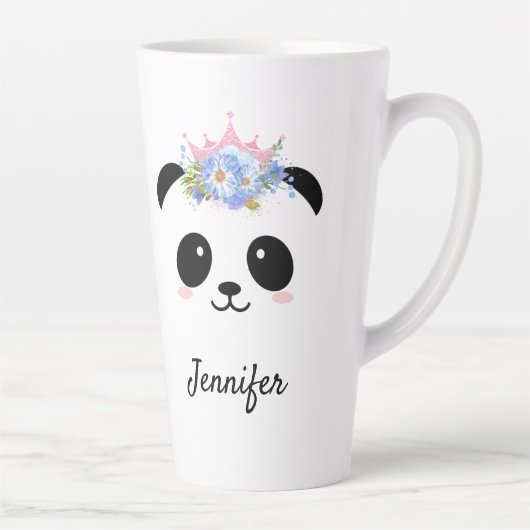 Kawaii panda een schattige koningin van de bloemen latte mok (Rechts)