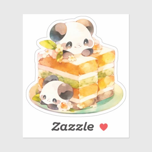Kawaii Panda en Cake Sticker (Vel)
