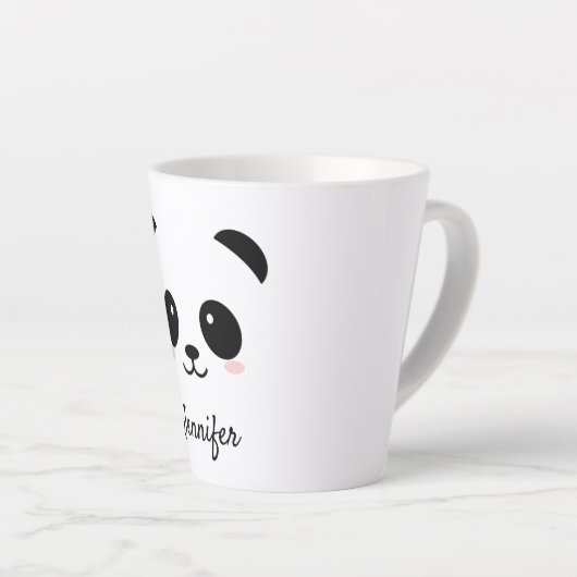 Kawaii panda-gezicht gepersonaliseerd latte mok (Rechterhoek)