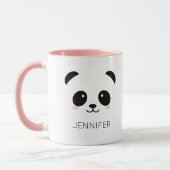 Kawaii panda gezicht gepersonaliseerd roze mok (Links)