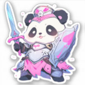 Kawaii Panda - Hart Heilige Ridder Sticker (Voorkant)