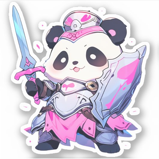 Kawaii Panda - Hart Heilige Ridder Sticker (Voorkant)