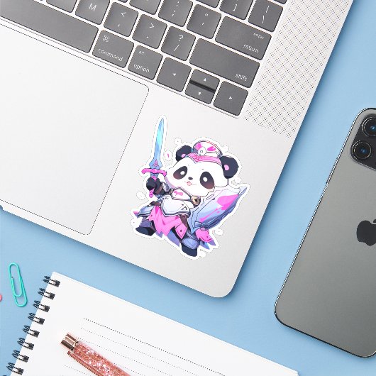 Kawaii Panda - Hart Heilige Ridder Sticker (Laptop met iPhone)