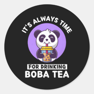 Kawaii Panda Het is altijd tijd voor Drink Boba Te Ronde Sticker