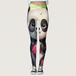 Kawaii Panda houdt hart vast in een bamboebos Leggings