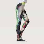 Kawaii Panda houdt hart vast in een bamboebos Leggings (Rechts)