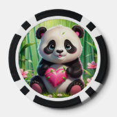 Kawaii Panda houdt hart vast in een bamboebos Poker Chips (Achterkant)