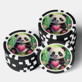 Kawaii Panda houdt hart vast in een bamboebos Poker Chips (Opstapeling)