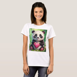 Kawaii Panda houdt hart vast in een bamboebos T-shirt