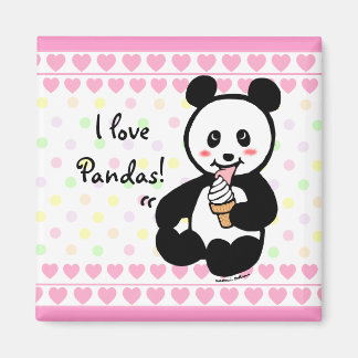 Kawaii Panda Ice Cream Cartoon Hearts Magneet