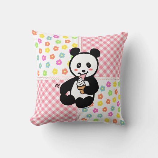 Kawaii Panda Ice Cream Cartoon Patchwork Kussen (Voorkant)