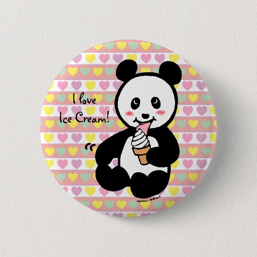 Kawaii Panda Ice Cream Cartoon Ronde Button 5,7 Cm (Voorkant)