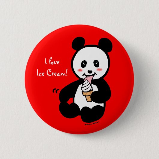 Kawaii Panda Ice Cream Cartoon Ronde Button 5,7 Cm (Voorkant)