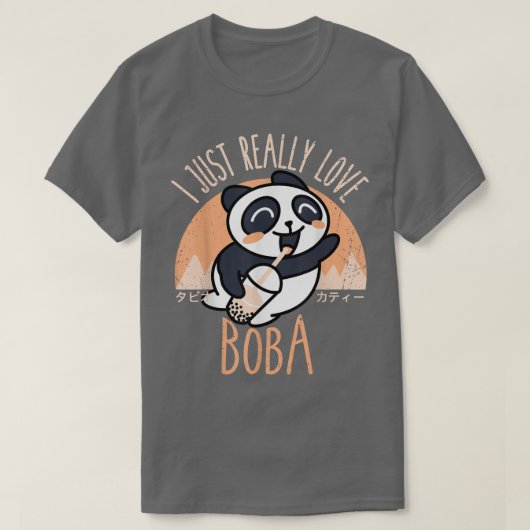 Kawaii Panda ik hou alleen echt van Boba Japans an T-shirt (Design voorkant)