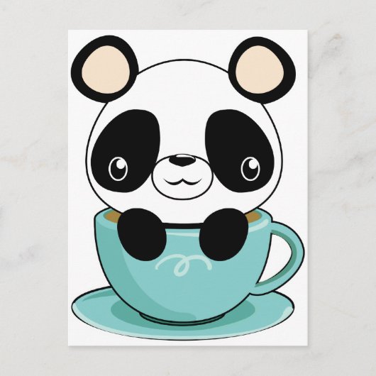 Kawaii Panda in een Teacup Briefkaart (Voorkant)