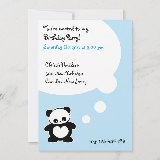 Kawaii panda kaart (Achterkant)