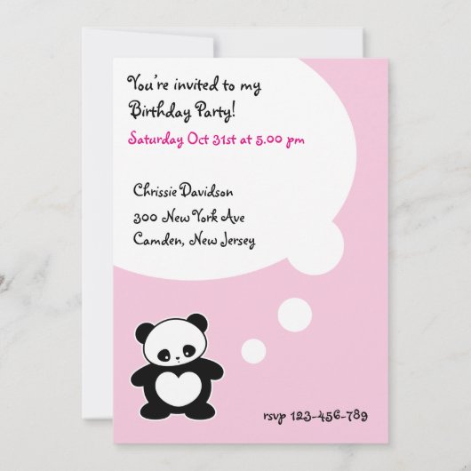 Kawaii panda kaart (Achterkant)