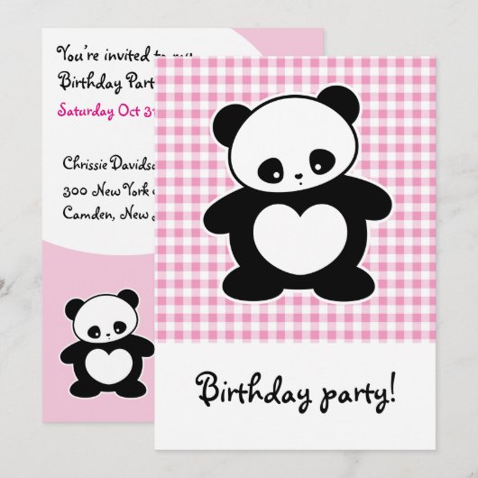 Kawaii panda kaart (Voorkant / Achterkant)