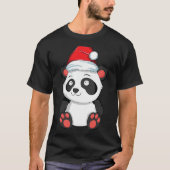 Kawaii Panda Kerstmis Santa Hat Xmas Beer Meisjes T-shirt (Voorkant)