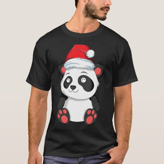Kawaii Panda Kerstmis Santa Hat Xmas Beer Meisjes T-shirt (Voorkant)