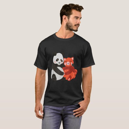 Kawaii Panda knuffelen Rode Panda T-shirt (Voorkant volledig)
